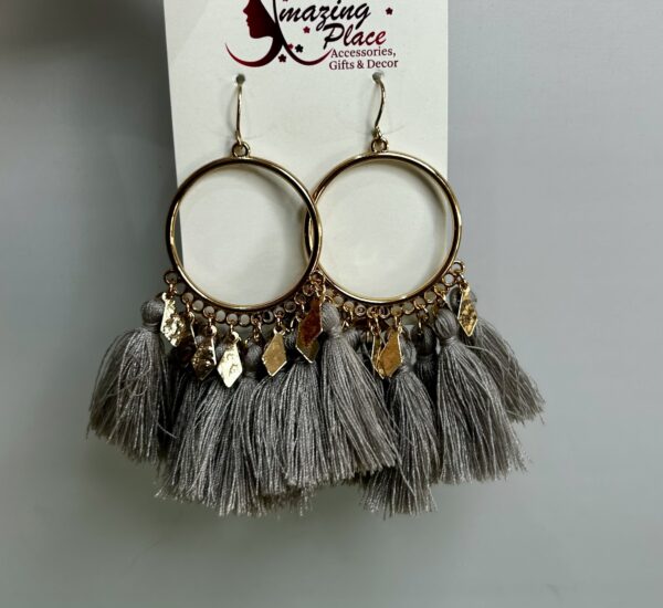 Grey Tassel Earrings - Image 2