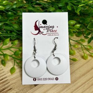 White Circle Earrings