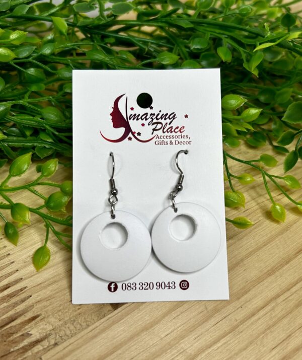 White Circle Earrings