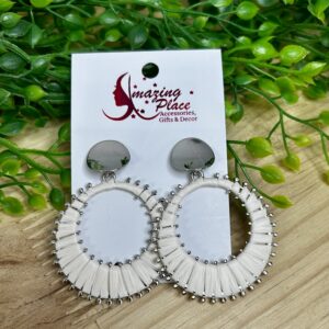 White Circle Earrings