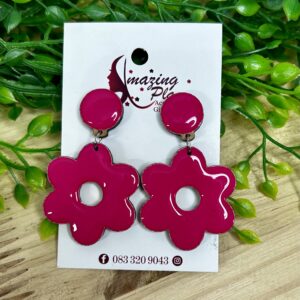 Bright Pink Flower Earrings