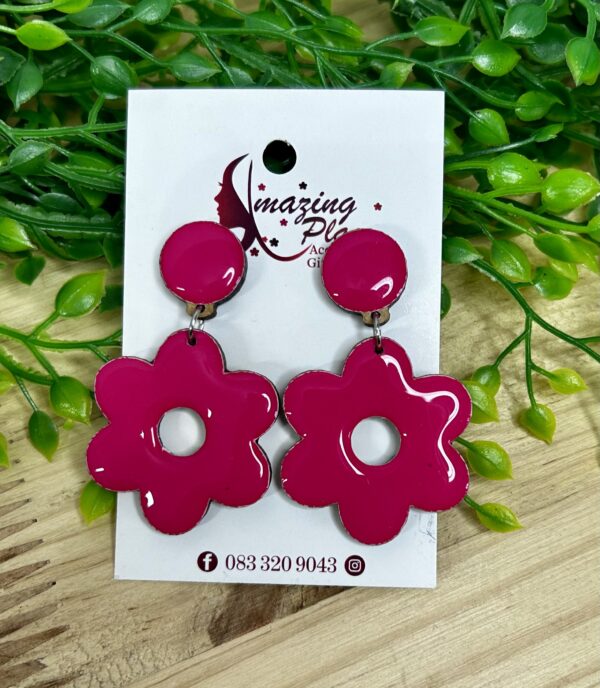 Bright Pink Flower Earrings