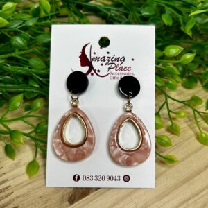 Pink Marble Tear Drop Earrings
