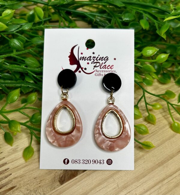 Pink Marble Tear Drop Earrings