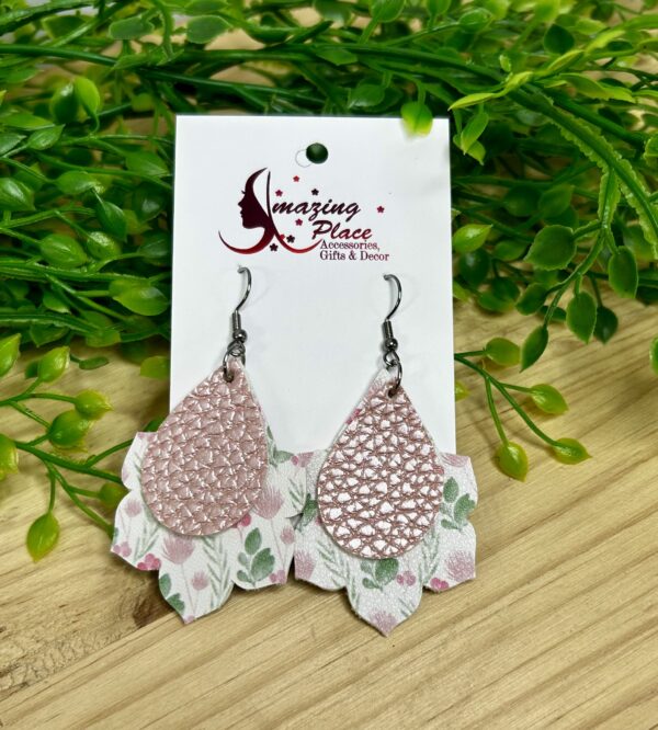 Leather Pink Earrings