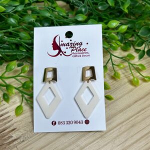 White Dimond Shaped Earrings