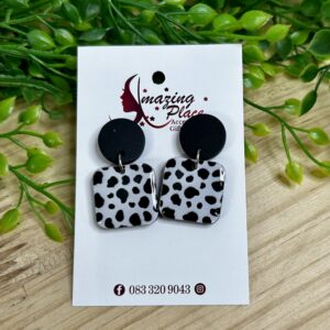 Black And White Square Earrings