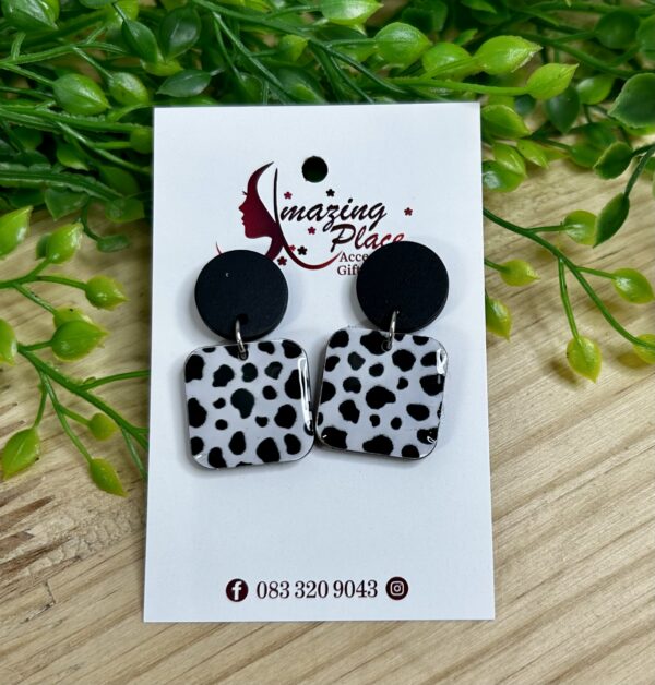 Black And White Square Earrings