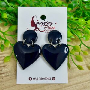 Navy Heart Earrings