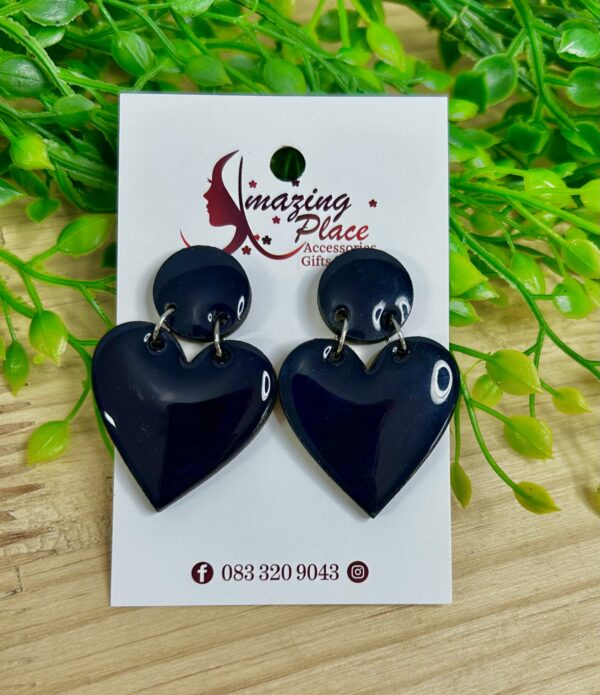 Navy Heart Earrings