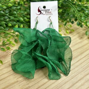 Green Silky Petal Earrings