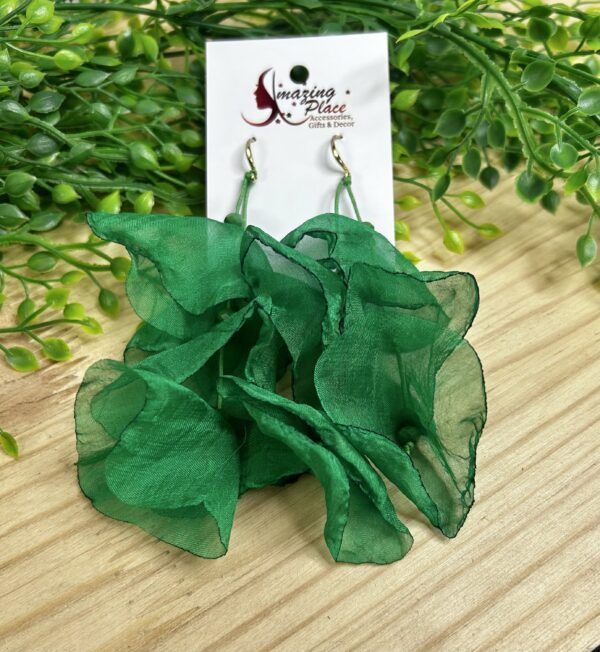 Green Silky Petal Earrings