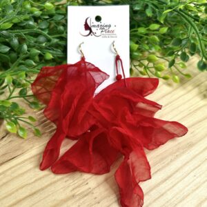 Red Silky Petal Earrings