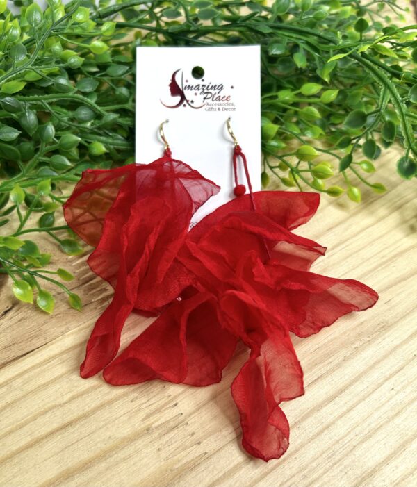 Red Silky Petal Earrings