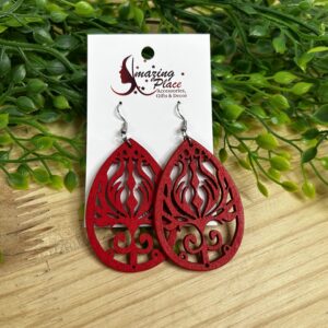 Red  Wooden Earrings