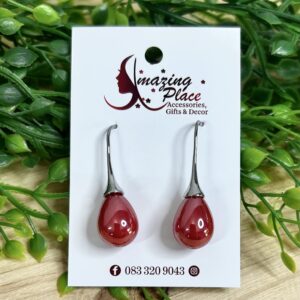 Red Tear Drop Earrings