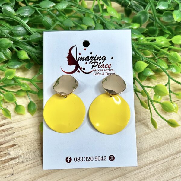 Yellow Drop Circle Earrings