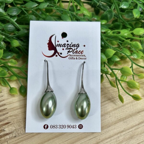 Green Tear Drop Earrings