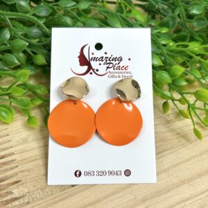 Orange Round Drop Earrings