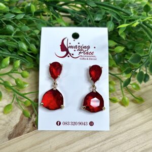 Red Crystal Drop Earrings