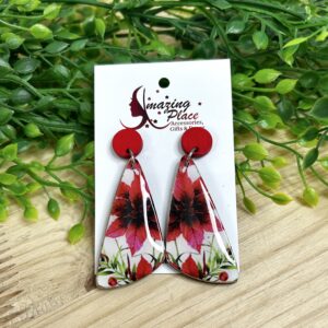 Red Floral Earrings
