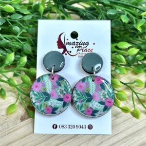 Dark Teal Floral Earrings