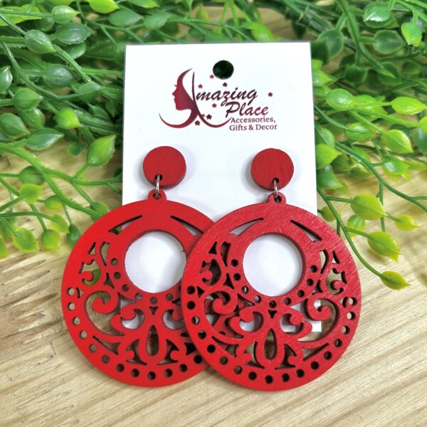 Red Wood Earrings