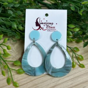 Light Blue Marble Earrings