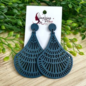 Blue Wood Earrings
