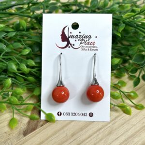 Orange Ball Earrings
