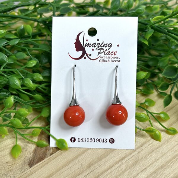 Orange Ball Earrings