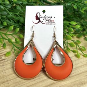 Orange Tear Drop Earrings