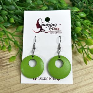 Green Circle Earrings
