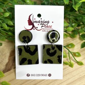 Green Leopard Print Earrings