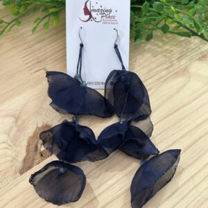 Navy Blue Silky Petal Earrings