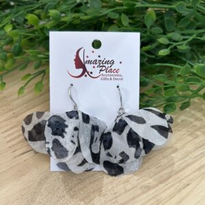 Short Black And White Petal Earrings
