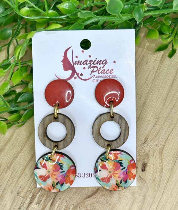 Red Multi Circle Earrings