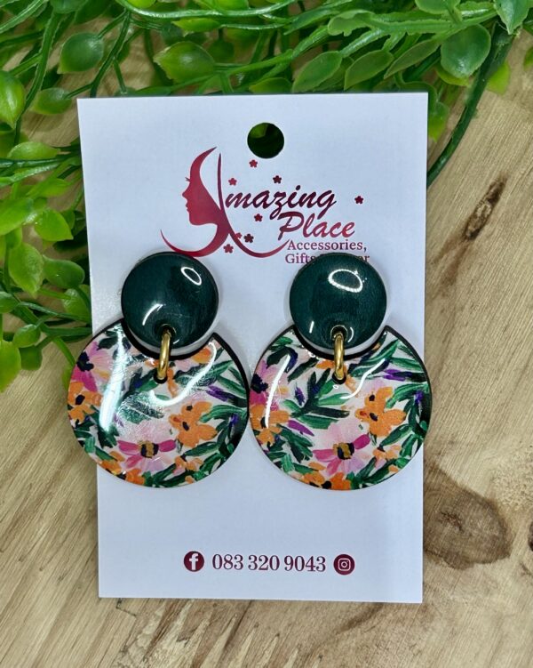 Green Floral Earrings