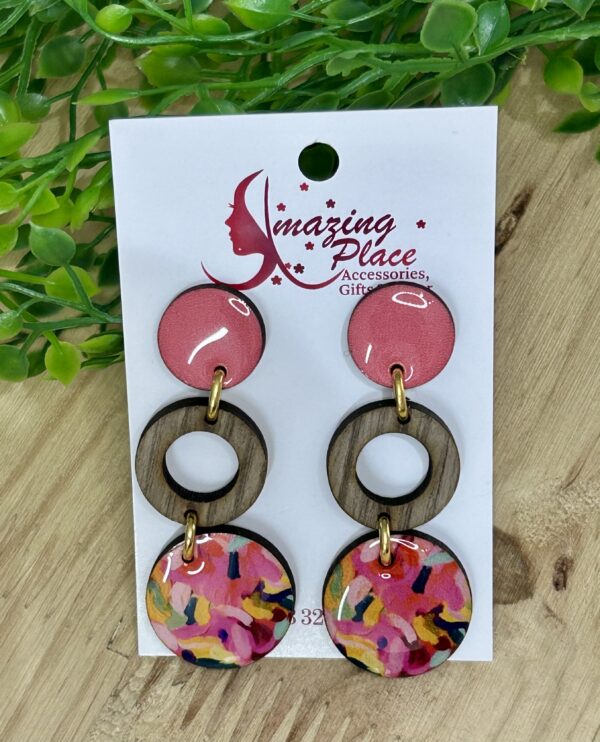 Pink Multi Circle Earrings