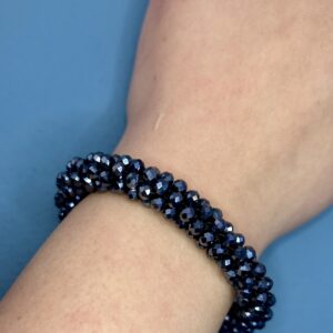 Blue Glass Beaded Cluster Stretch Bracelet