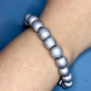 Silver Wooden Bead Bracelet