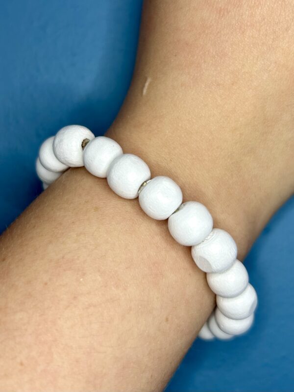 White Wooden Bead Bracelet