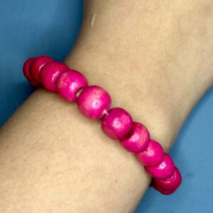 Bright Pink Wooden Bead Bracelet