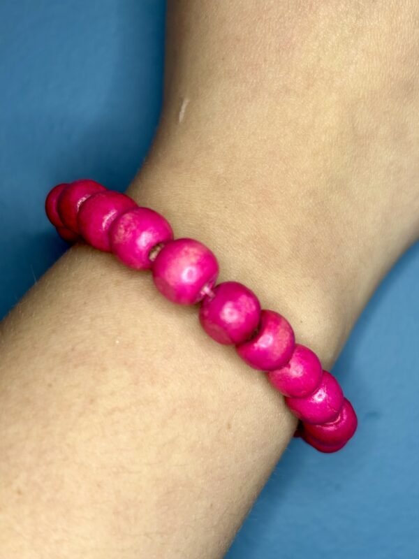 Bright Pink Wooden Bead Bracelet