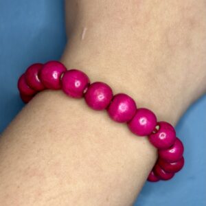 Bright Pink Wooden Bead Bracelet