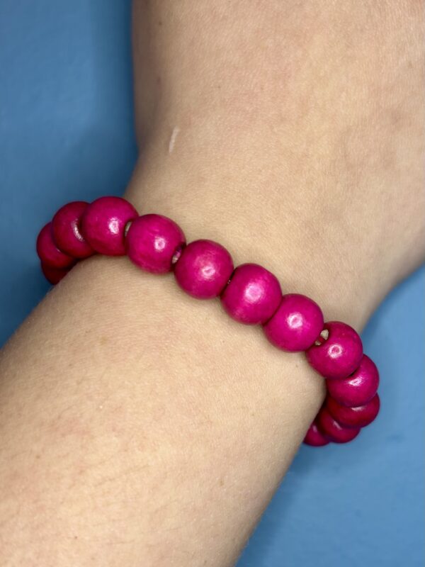 Bright Pink Wooden Bead Bracelet