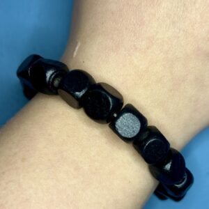 Black Wooden Square Bead Bracelet