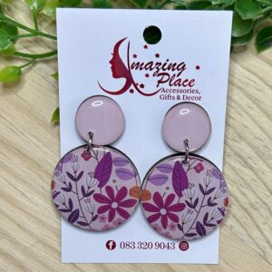 Pink Earrings With Flowers