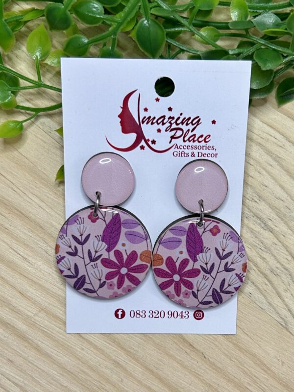 Pink Earrings With Flowers