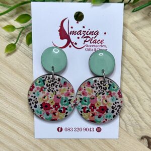 Teal Floral Earrings